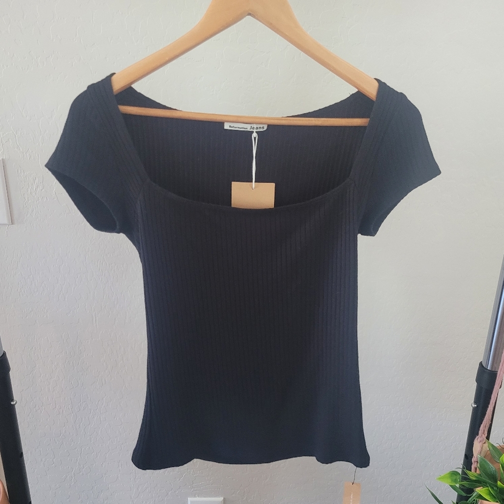NWT Reformation Bardot Knit Top. Size Large.